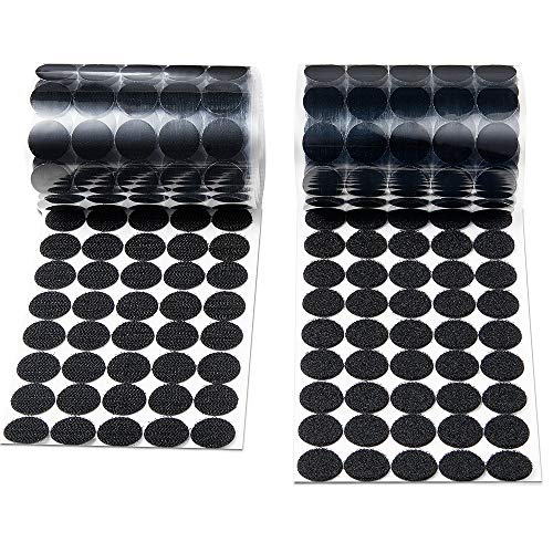 Heze 20mm Diameter Sticky Back Coins Hook & Loop Self Adhesive Dots Tapes (Black, 500pcs)
