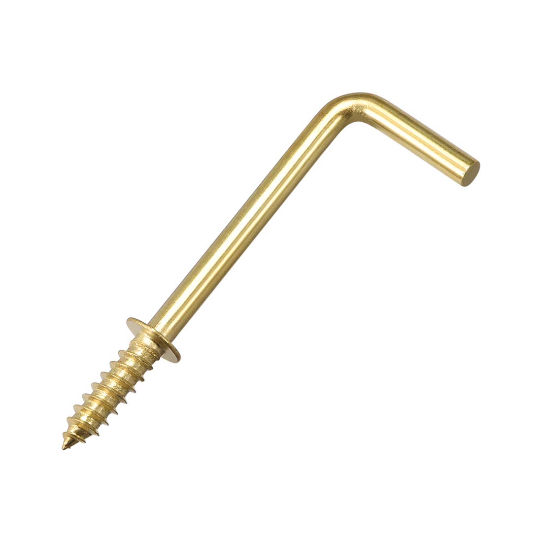 sourcing map 2.1" Screw Eye Hooks Self Tapping Screws Screw-in Hanger Hooks with Plate Golden 20pcs