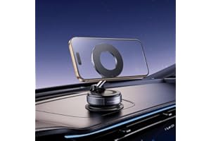 Magnetic Car Phone Holder, 360° Rotating Ultra-Strong Suction Cup Mount with MagSafe Compatible Design for iPhone & Android -