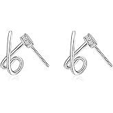 Reffeer Solid 925 Sterling Silver Letter X Cuff Earrings for Women Teens CZ X Wrap Earrings Piercing Studs Earrings