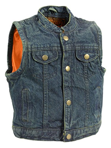 Milwaukee Performance Denim Unisex-Child Kids' Club Style Snap Front Vest (Blue, 4X-Large)