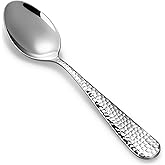 KEAWELL Premium Louise Hammered 4-Piece Teaspoon Set (6.4" Teaspoons) | 18/10 Stainless Steel Teaspoons; Hammered Round-Edge Handles; Fine Spoon Set; Brilliant Mirror Finish; Dishwasher Safe