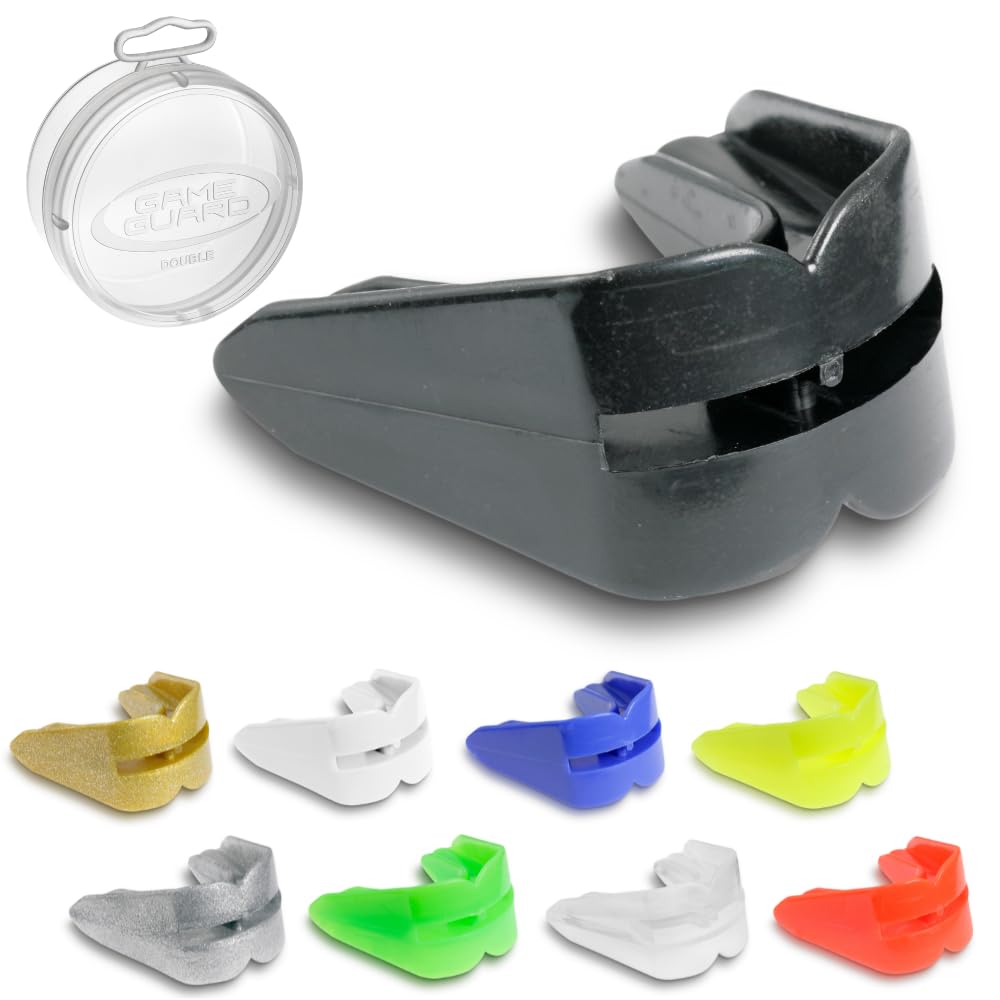 GAME GUARD Double Mouth Guard – for Top and Bottom Teeth & Gums UKCA Approved, Perfect for Boxing, Sparring, MMA, and High-Impact Sports, [ Age 13+ | Black ]
