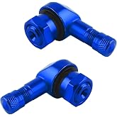 MTRPS 2PCS Motorcycle Tire Valve Stems, 90 Degree Aluminum Motorbike Wheel Valve Stem with Rubber Seals, 10mm to 11.3mm Tire Tubeless Valve Stems for Motorcycles Scooters Bicycles (Blue)