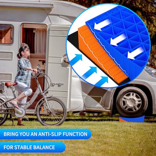 BEBOBLY Camper Leveler, 2 Pack RV Leveling Blocks, Camper Wheel Chocks Up to 35,000 lbs, Heavy Duty Curved Levelers, RV Camper Leveler Kit with Anti-Slip Mats and Carrying Bag