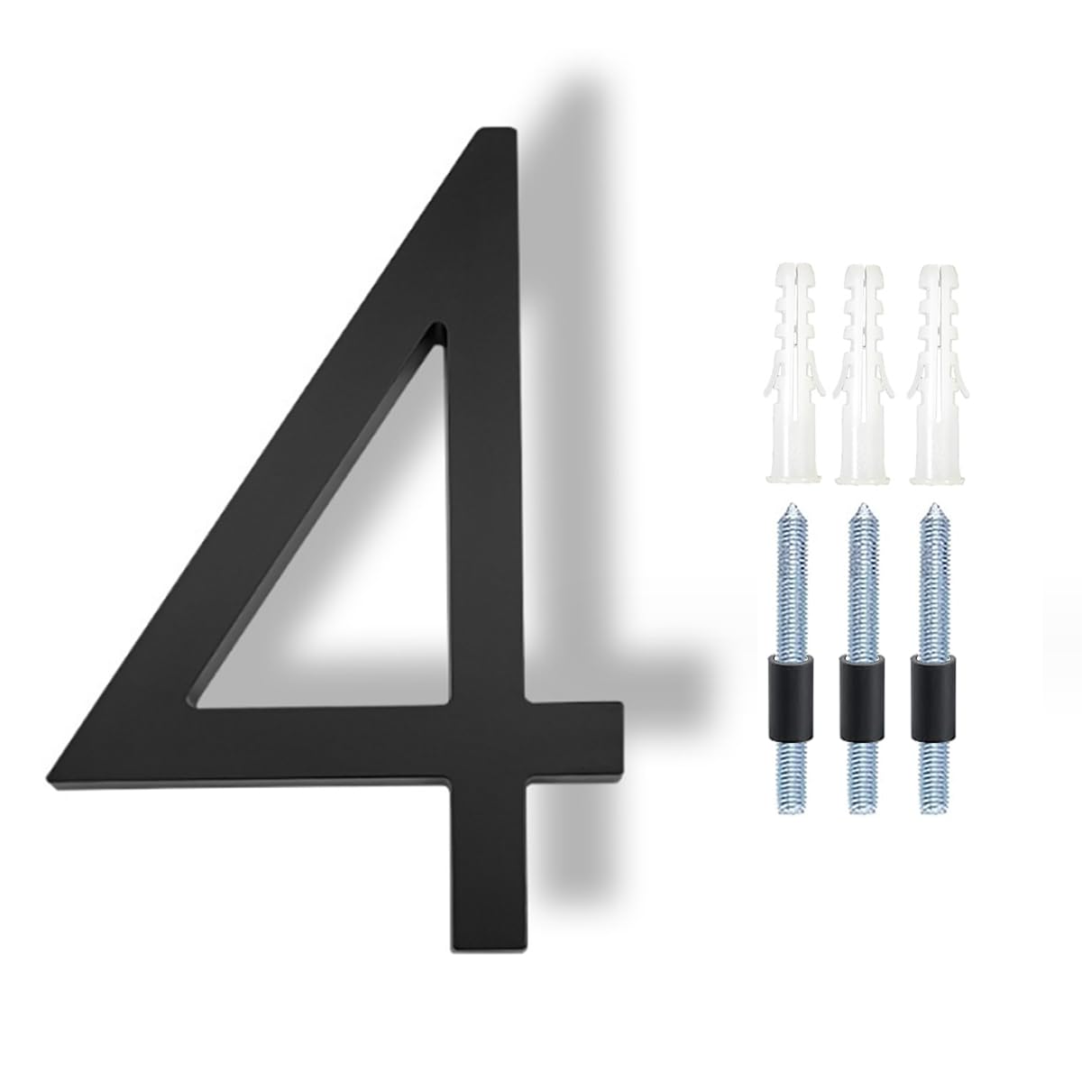 HKFENG Floating House Number Plaques 5 inch,House Number Sign,House Numbers Plates for Outside,Modern Door Numbers Signage Zinc Alloy Black