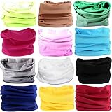 16-in-1 12PCS/8PCS/6PCS Multifunctional Headwear yoga Sports Stretchable Casual Headband Seamless Uv Solid Moisture Neckwarmer Headwrap Mask Bandana Scarf (12PCS-Fluorescent green)