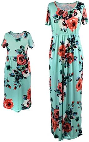 Mother Daughter Short Sleeve Family Matching Floral Maxi Dress Sets