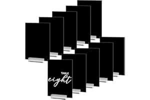 JINMURY 10 Pack Black Acrylic Sign with Stand-5x7 Inch Blank Rectangular Acrylic Signs with Holder, DIY Acrylic Sign Blank fo
