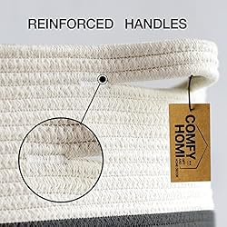 COMFY-HOMI Woven Cotton Rope Basket with