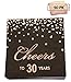 Rose Gold Foil Cocktail Napkins with Cheer 30 Years | Folded 5 x 5 Inches Disposable Party Napkins | 3-Ply Paper Beverage Napkins for 30th Birthday Decorations, Wedding Anniversary, Retirement, Black