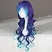 Miss U Hair Women Long Curly Gradient Blue & Purple Party Cosplay Costume Wig C023