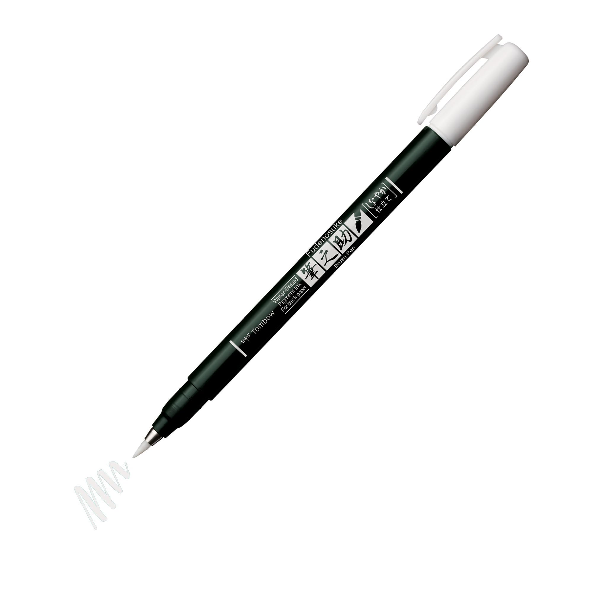 Tombow Brush Pen Fudenosuke pastel for black paper, white
