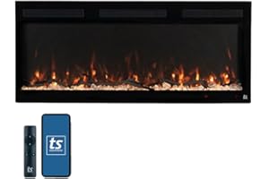 Touchstone Smart Electric Fireplace-The Fury 46" Wide- 4.5" Thin in Wall Recessed-100 Realistic Flame/Ember Bed Color Combos-1,500W Heater-Larger Viewing Area-Alexa/WiFi Enabled