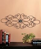 Black Scrolled Metal Wall Art Medallion Plaque - Oblong Living Room Home Decoration 32" Wide x 12" Tall by Super Z Outlet (Kitchen)