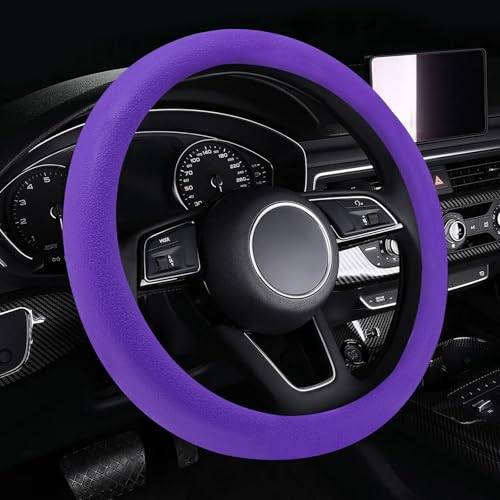 Universal Car Silicone Steering Wheel Cover Snake Pattern Auto Accessory (Purple)