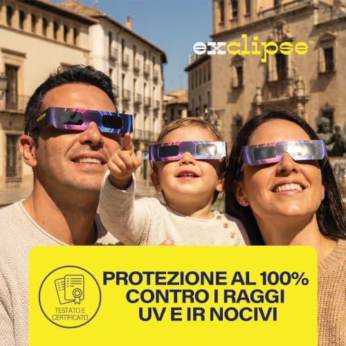 Occhiali per Eclissi Solare 10 Pack con 3 Filtri per Smartphone – Certificati ISO 12312-2 e CE & UKCA, Kit Completo per Osservare e Fotografare l’Eclissi 2026