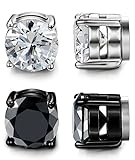 LOYALLOOK Stainless Steel Magnetic Stud Earrings for Men Women Unisex Cubic Zirconia Inlaid 5-10MM