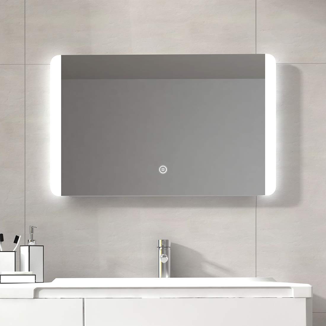 EMKE 800x600mm Illuminated LED Bathroom Mirror LED Mirrors Light with ...