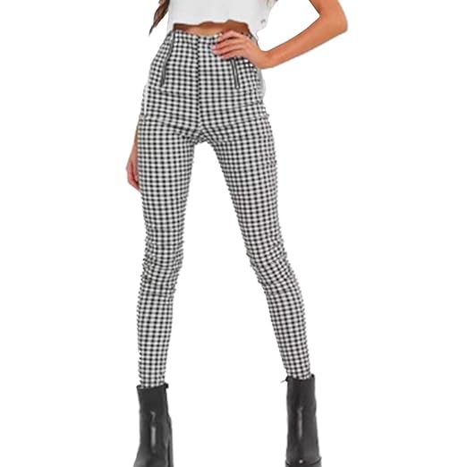 plaid fitted pants