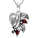 Silvershake Natural Gemstone 925 Sterling Silver Leaf Vintage Style Pendant with 18 Inches Chain Necklace