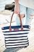 Sarah Wells Abby Breast Pump Bag (Navy Striped), With Real Leather Straps, Thermally-Lined Side Pockets for Breast Milk, Luggage Sleeve, Chic, Stylish and Functional