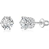 Moissanite Screw Back Stud Earrings - 925 Sterling Silver D-color VVS1 Round Cut 6.5mm 2CT Moissanite Stud Earrings Jewelry Gifts for Women men