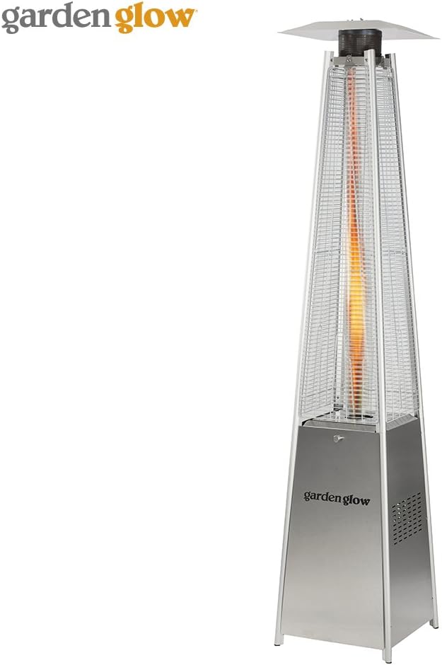 Garden Glow 13000W Square Flame Gas Garden Patio Heater with Variable Power Control for Outdoor Use (Square Gas Patio Heater, Silver)