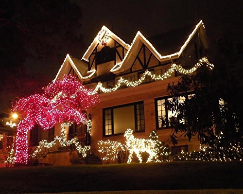 BXROIU 200LEDs Catena di luci solare, Filo di rame da 20 metri, impermeabile IP65, per esterni, per matrimoni, feste e Natale, illuminazione per edifici da giardino (Bianco caldo)