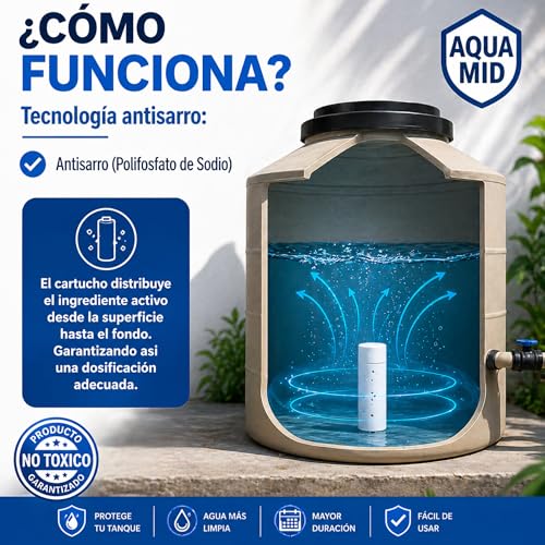 Sistema Dual Desinfectante y Antisarro para Tinaco | Mejora Calidad del Agua | Para Depósitos de 450 a 1100 L | 6 Meses de Protección - 3 Unidadades