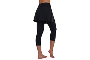 ANIVIVO Women Tennis Skirted Leggings with Pockets, Capris Yoga Leggings with Skirts&Tennis Pickleball Clothing