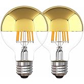 MAPCYON Half Gold Light Bulb Dimmable, 6W (Equivalent 60 Watt) G80/ G25 Globe Shape Decorative LED Light Bulb, 2700K Warm Whi
