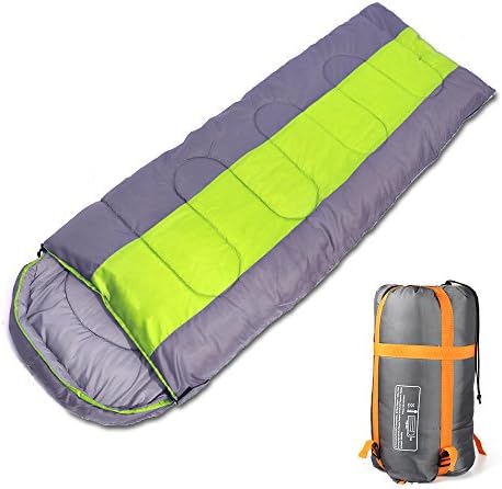 Sleeping bag, packable backpacking sleeping bags with ultralight lightweight, 2 bags spliced as a big double sleeping bag for outdoor travel, hiking, camping in all seasons (Green color left zipper)
