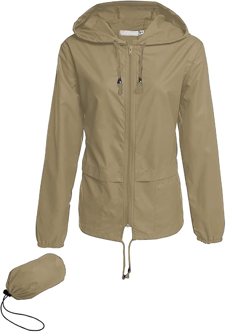 Hount Women's Lightweight Hooded Raincoat Waterproof Packable Active Outdoor Rain Jacket (S-3XL): Clothing