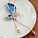 Merdia Long Chain Necklace Butterfly Pendant Sweater Necklace with Synthetic Crystals | Butterfly Jewelry | Charming Long Pendant Necklaces for Women| Blue Color