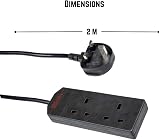 Invero 2 Way Gang Extension Lead 2M Black Surge Protected Neon Indicator 13A view 3