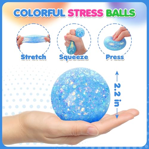 Stress Balls for Kids Adults: 6 Pack Sensory Fidget Squishy Balls, Soft Calm Down Toys for Classroom Prize Box, Office Desk Travel Toys, Birthday Party Favor Gifts for Boys Girls
