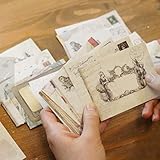 Pack of 48 kawaii Retro Lovely Vintage Special Mini Envelope for Wedding, Birthday Party, 12 different disign