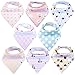 Baby Bandana Drool Bibs 8 Pack for Girls, Hypoallergenic Soft Organic Cotton With Snaps for Teething Drooling, Baby Shower Gift For Girl, Newborn Registry Must Haves - Chic Pink Blush Heart