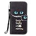 Galaxy S7 Edge Case, S7 Edge Case, Galaxy S7 Edge Wallet Case, Etubby [Wallet Stand] PU Leather Wallet Flip Protective Case with Card Slots and Wrist Strap for Samsung Galaxy S7 Edge - Cheshire Cat