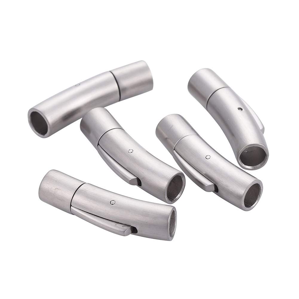 Airssory 10pcs Matte Style 304 Stainless Steel Leather Cord End Clasp and Closures Integral Clasp Jewellery Findings for Necklace Bracelet Jewellery Making - Fit 5mm Cord