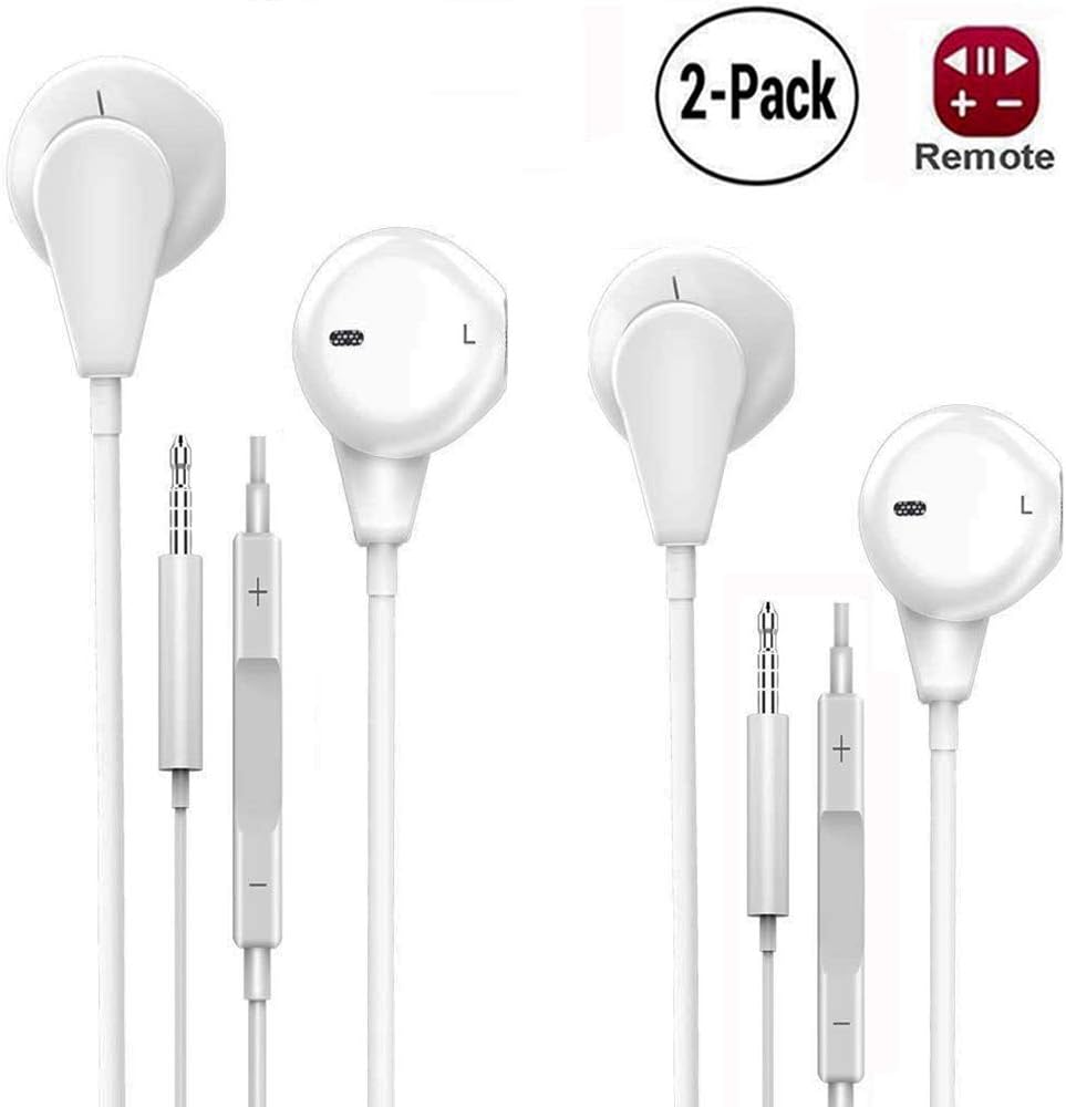 Headphones/Earphones/Earbuds, (2 Pack) EldHus 3.5mm Wired in-Ear Headphones with Mic and Remote Control for Samsung Galaxy S9 S8 S7 S6 S5 S4 Edge + Note 4 5 6 7 8 9 and More Android Devices