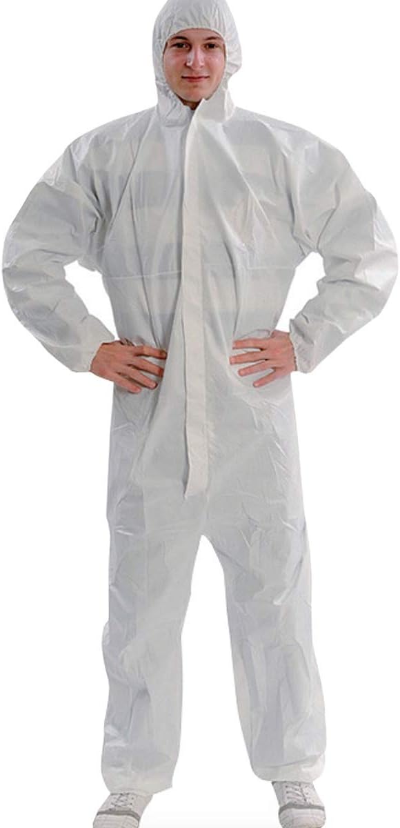 Disposable Protective Overall Coverall Suit, Polypropylene, Light Duty, FDA Certification, White(1 Packung)