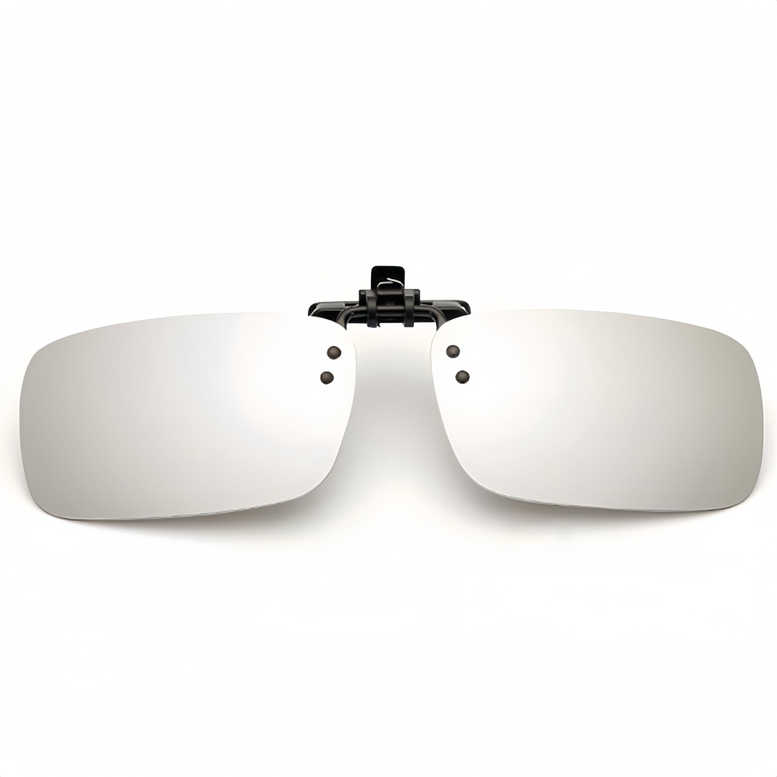 Boxonly UV400 Sunglasses Polarized Clip On Flip-up Driving Glasses Night Vision Len For Men Women Driving Hiking Fishing Outdoor Sport White Mercury