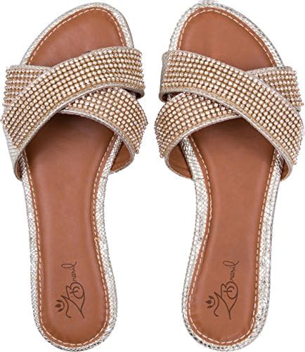 Christal gold rhynestone flip flop slip on sandals for women