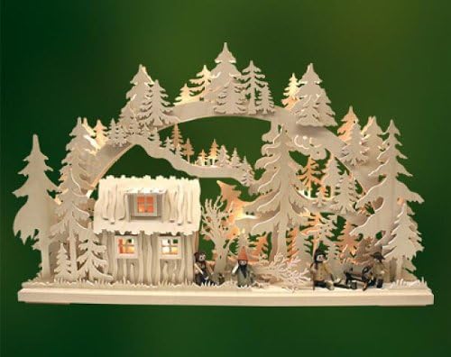 3D-Double-Arch - Forest hut with Forest workers - 62x38x8cm / 24x15x3inch - RATAGS