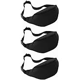 Unisex Fanny Pack for Women Men, Fashion Sporty Multi-purpose 2-Zipper Waist Belt Bag Fanny Pack Waist Bag Adjustable Strap for Sport Hiking Traveling Passport Wallet (3Pcs Black)