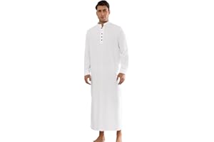 Lars Amadeus Nightshirts for Men's Long Sleeves Button Sleep Shirts Nightgown with Pockets