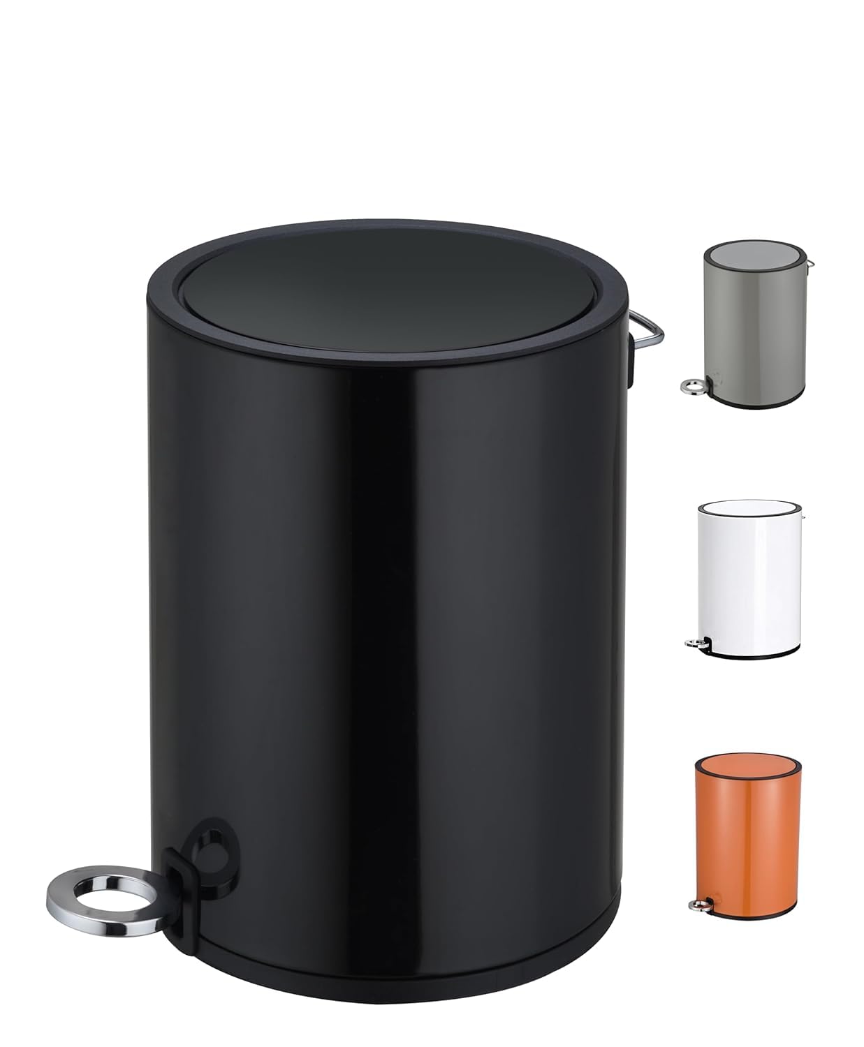 FurnitureXtra™ Modern Style Powder Coated Soft Close Pedal Bin, Plastic Inner bucket, ABS lid Shinny Finish (Black 3L)