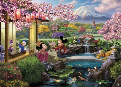 Ceaco - Disney - Thomas Kinkade - Mickey & Minnie in Japan - 1000 Piece Jigsaw Puzzle for Adults - Challenging Puzzle Perfect for Game Nights - Finished Size is 26.5 x 19